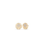 Fluted pave diamond stud earrings in 14K rose gold