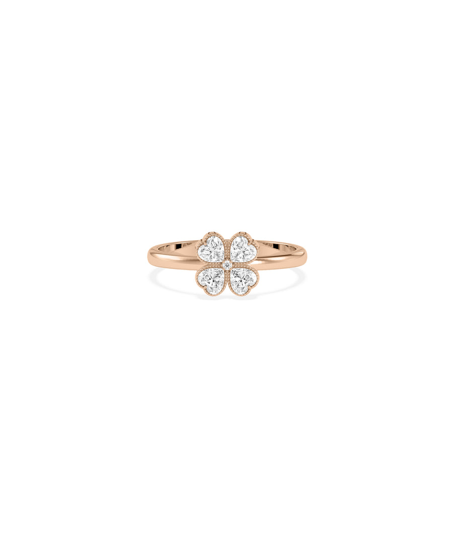 Four leaf clover diamond ring in 14K rose gold