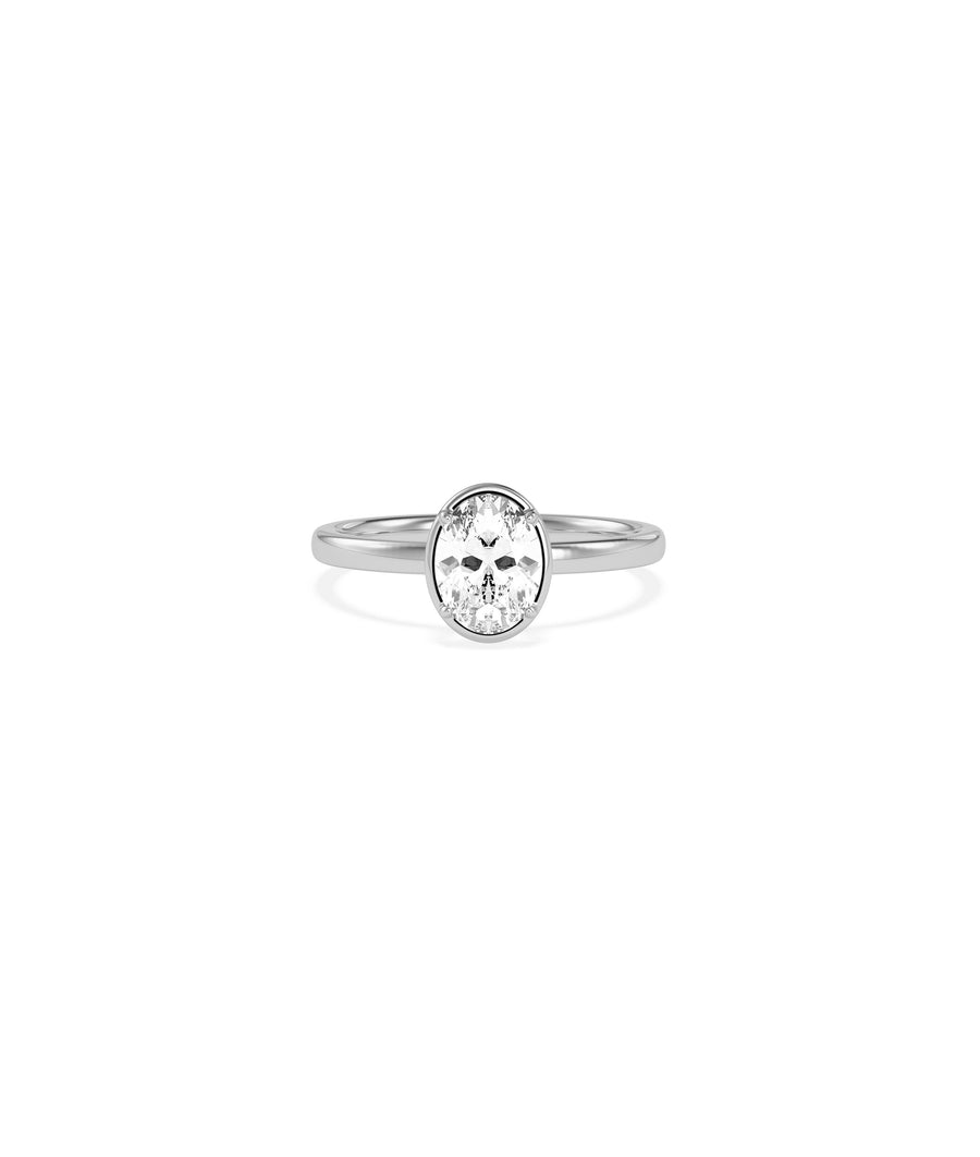 Four prong solitaire lab diamond ring in 14K white gold
