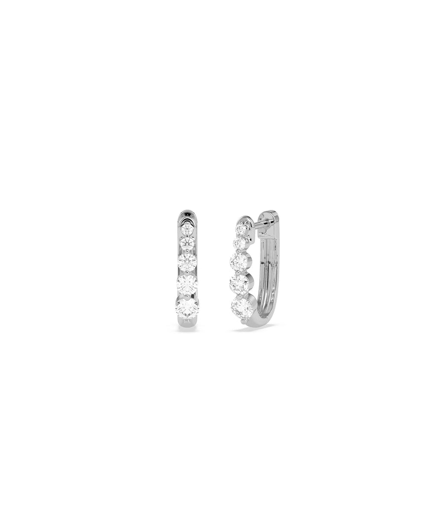 Graduated diamond hoop earrings in 14K solid white gold