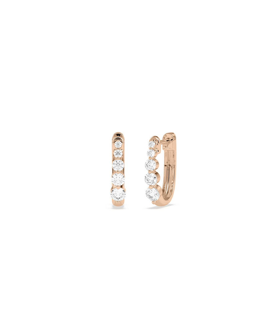 Graduated diamond hoop earrings in 14K rose gold