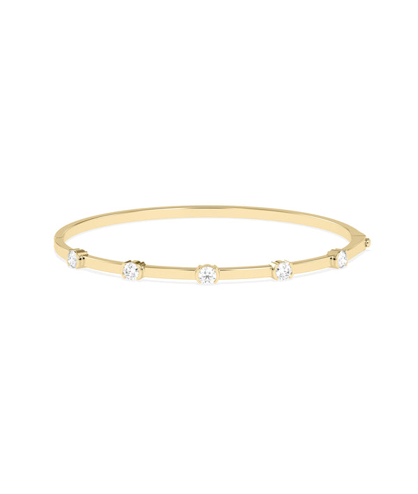 Half bezel round lab diamond bangle in 14K yellow solid gold