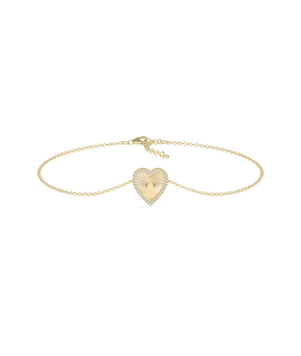 Heart fluted bracelet in 14K solid yellow gold