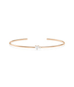 Heart solitaire accent cuff bangle in 14K solid rose gold