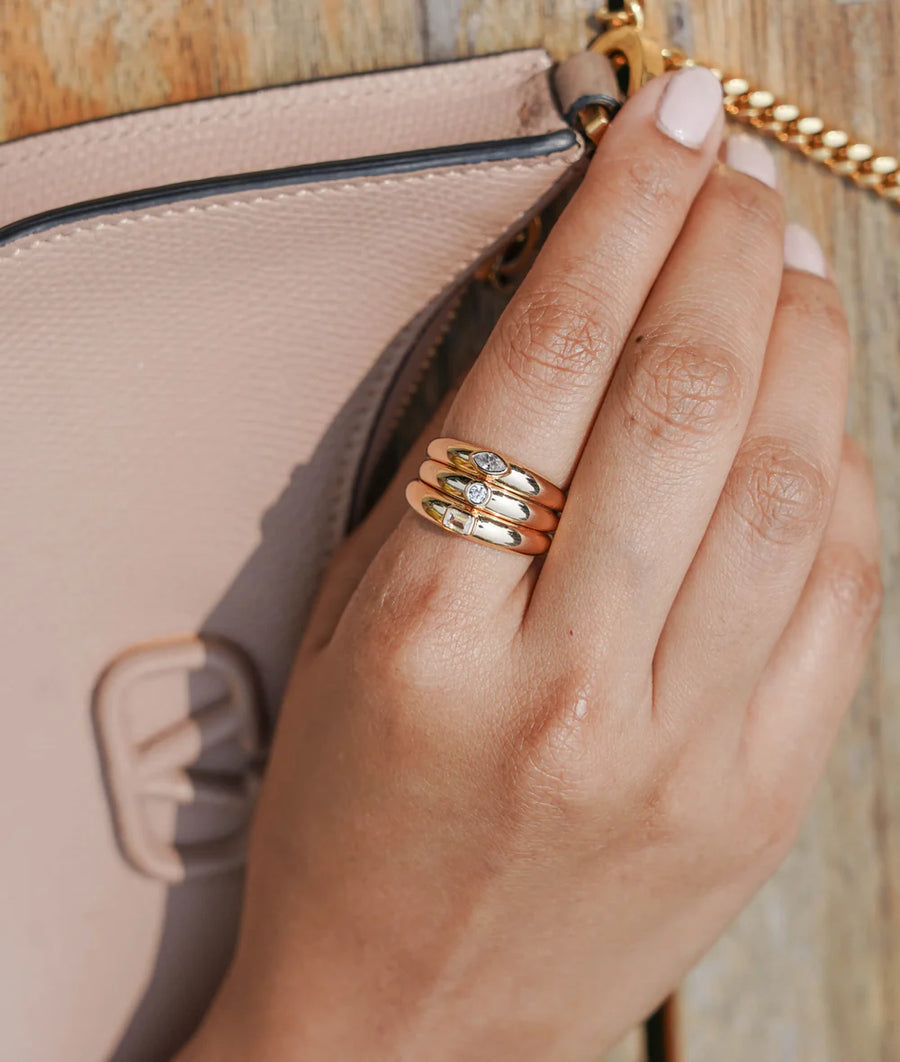 Dome Diamond Solitaire Band Ring media