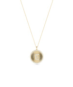 Diamond Outline Fluted Circle Custom Initial Necklace media