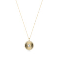 Diamond Outline Fluted Circle with Solitaire Necklace