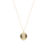 Diamond Outline Fluted Circle with Solitaire Necklace media