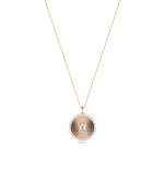 Diamond Outline Fluted Circle with Solitaire Necklace media