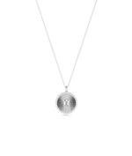 Diamond Outline Fluted Circle with Solitaire Necklace media