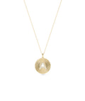 Gold Fluted Coin Charm with Diamond Initial