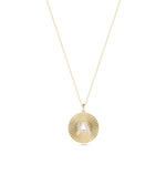 Gold Fluted Coin Charm with Diamond Initial media
