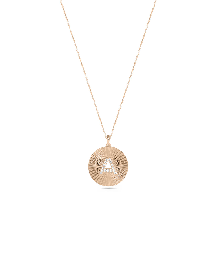 Gold Fluted Coin Charm with Diamond Initial media
