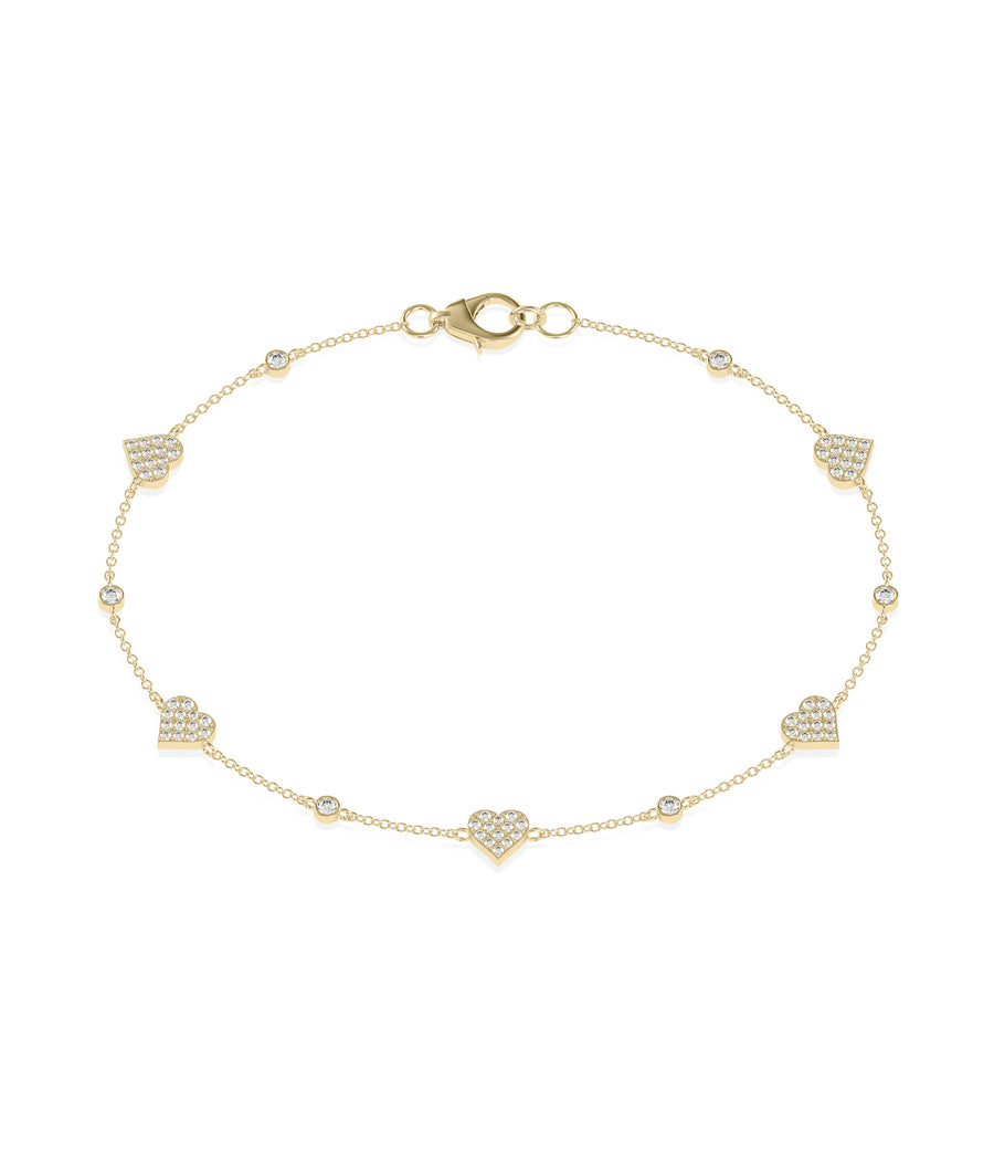 Pave Heart & Solitaire Station Bracelet media