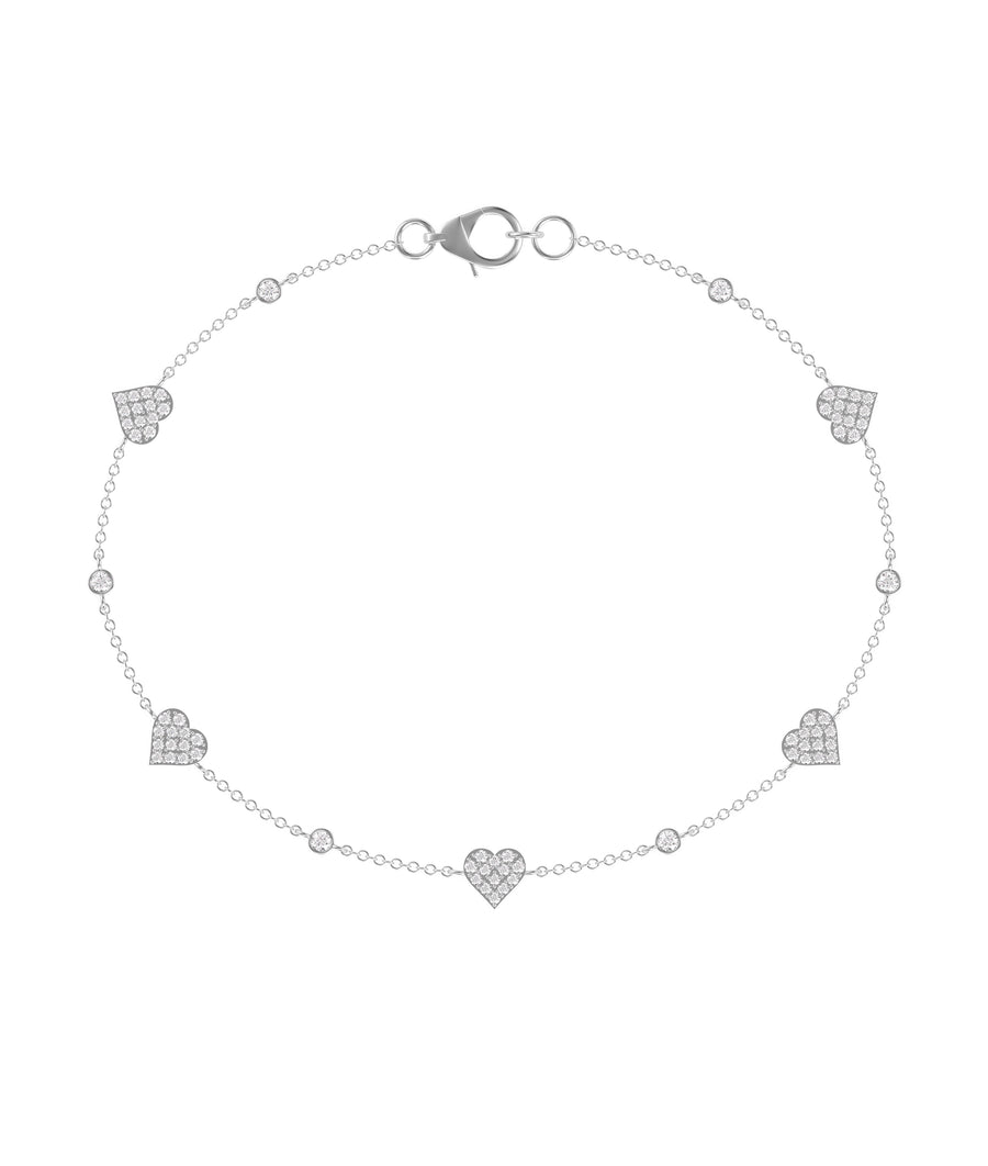 Pave Heart & Solitaire Station Bracelet media
