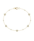 Pave Heart & Solitaire Station Bracelet