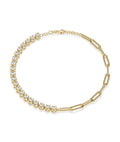 Diamond Tennis & Paper Clip Bracelet