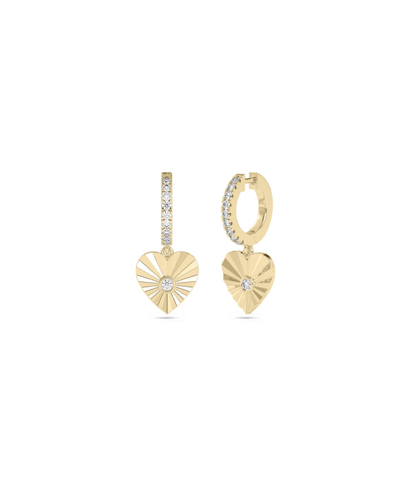 Diamond Hoop Earring with Fluted Heart Dangle media