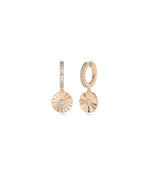 Diamond Hoop Earring with Fluted Disc Dangle media