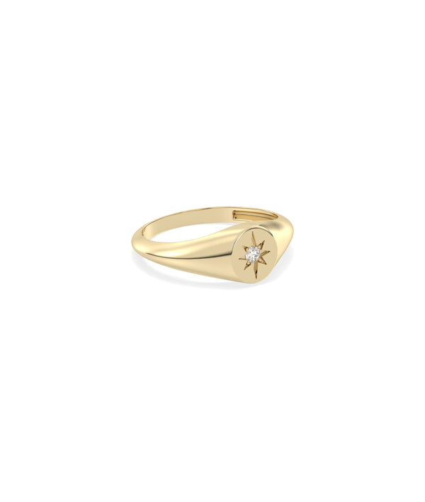 Diamond Starburst Signet Ring media alternate view