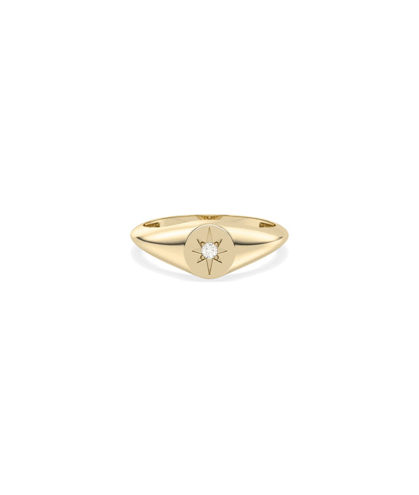Diamond Starburst Signet Ring media