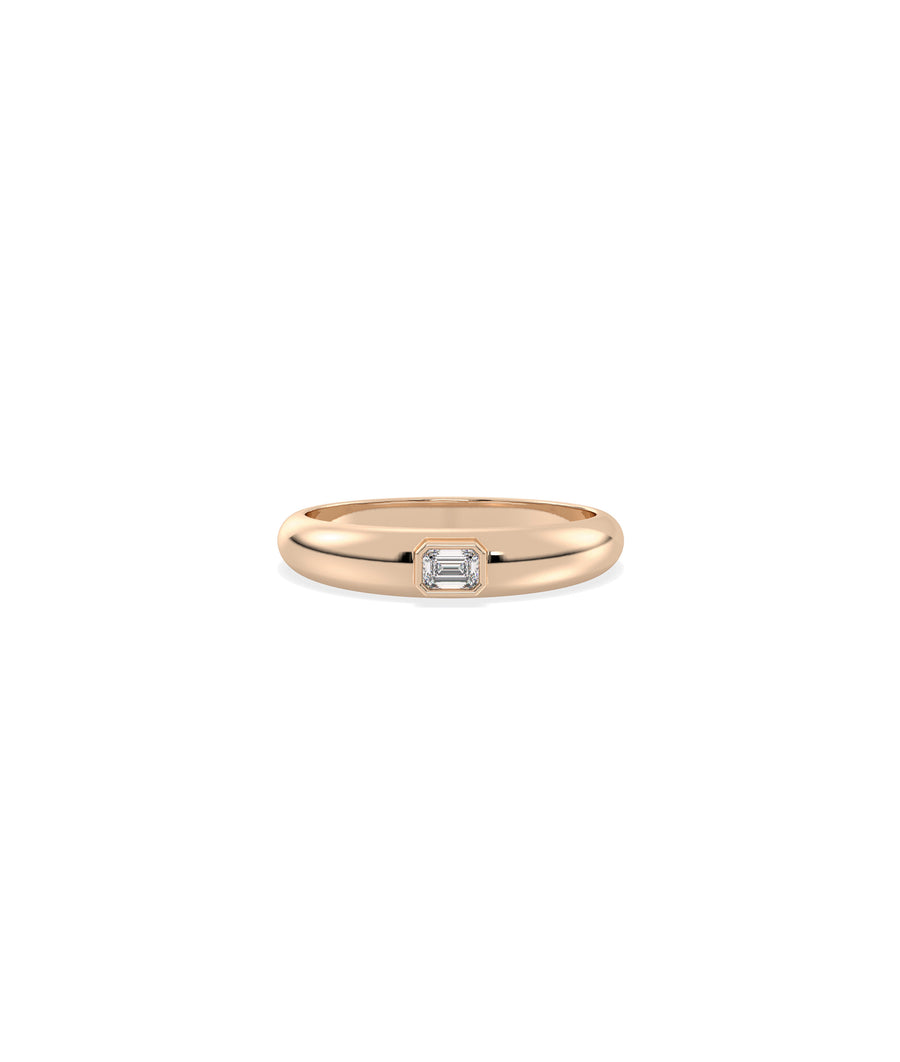 Emerald Cut Dome Diamond Solitaire Band Ring media