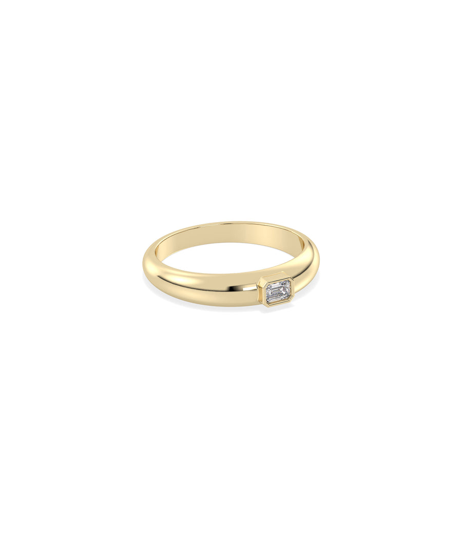 Emerald Cut Dome Diamond Solitaire Band Ring media
