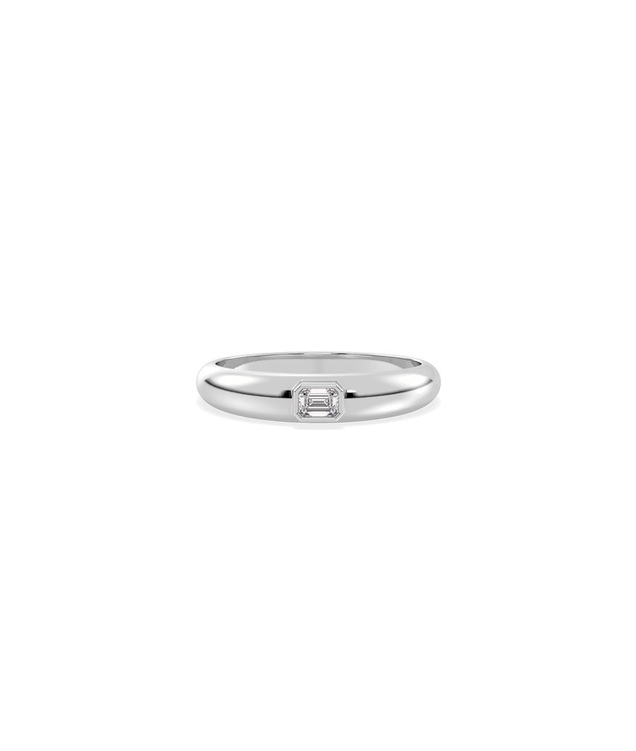 Emerald Cut Dome Diamond Solitaire Band Ring media