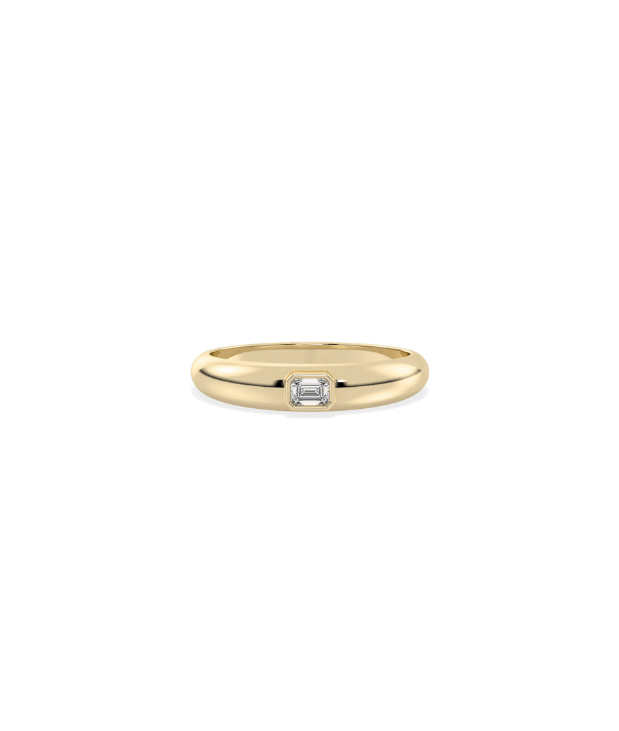 Emerald Cut Dome Diamond Solitaire Band Ring media