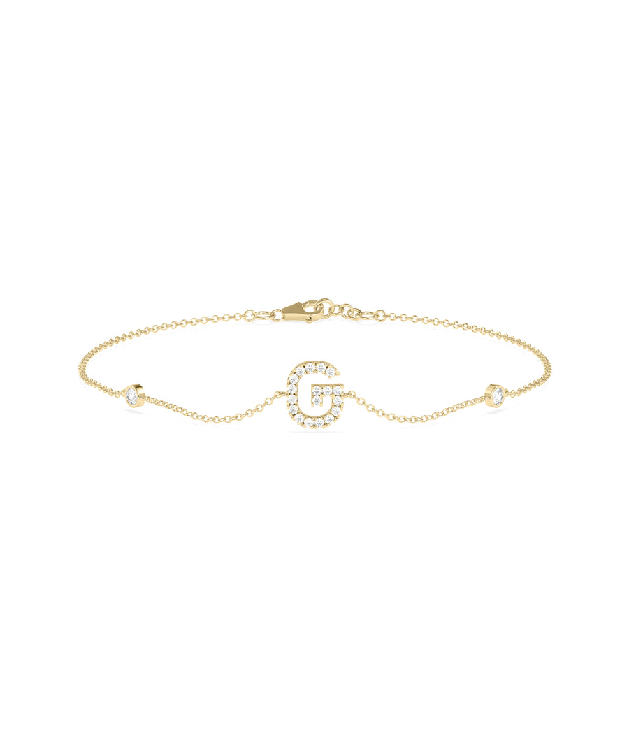 Diamond Initial Cable Link Bracelet media