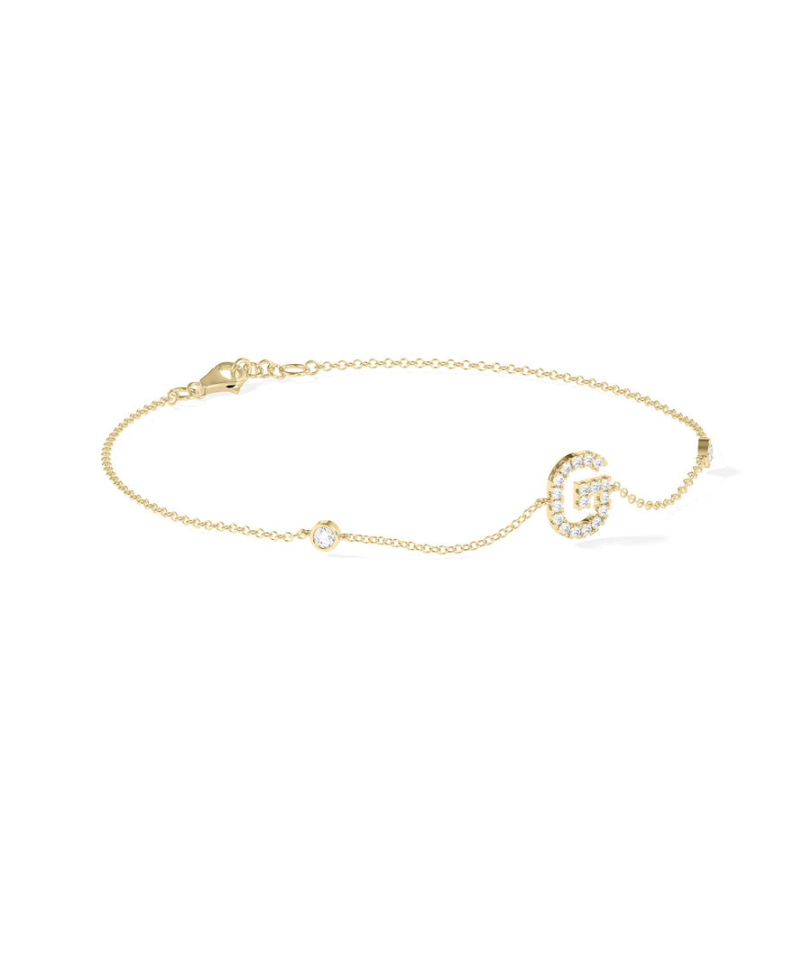 Diamond Initial Cable Link Bracelet media
