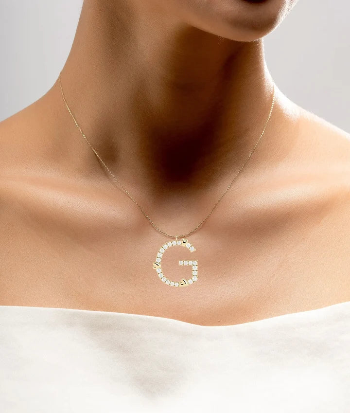 Diamond Initial with Gold Heart Charm media