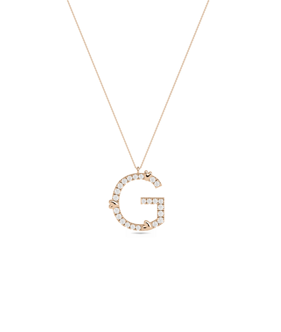 Diamond Initial with Gold Heart Charm media