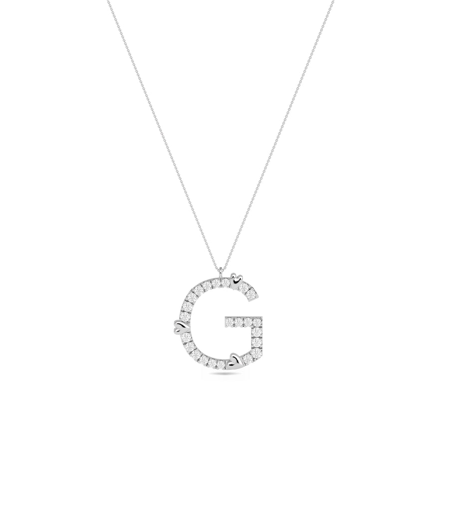 Diamond Initial with Gold Heart Charm media