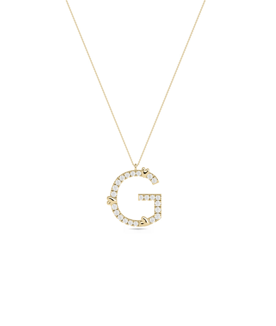 Diamond Initial with Gold Heart Charm media