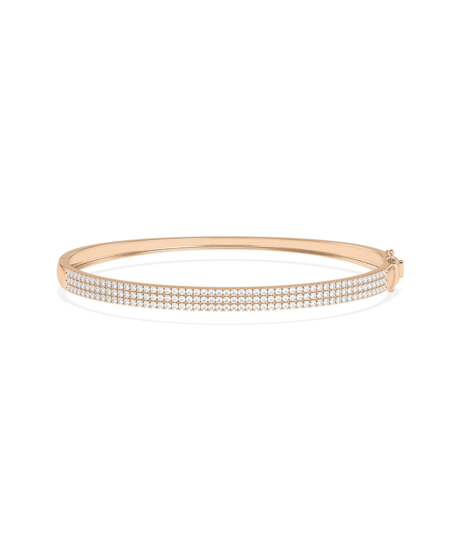 Three-Row Flat Pave Diamond Bangle media