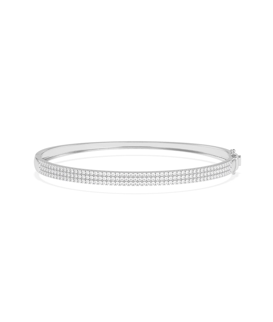 Three-Row Flat Pave Diamond Bangle media