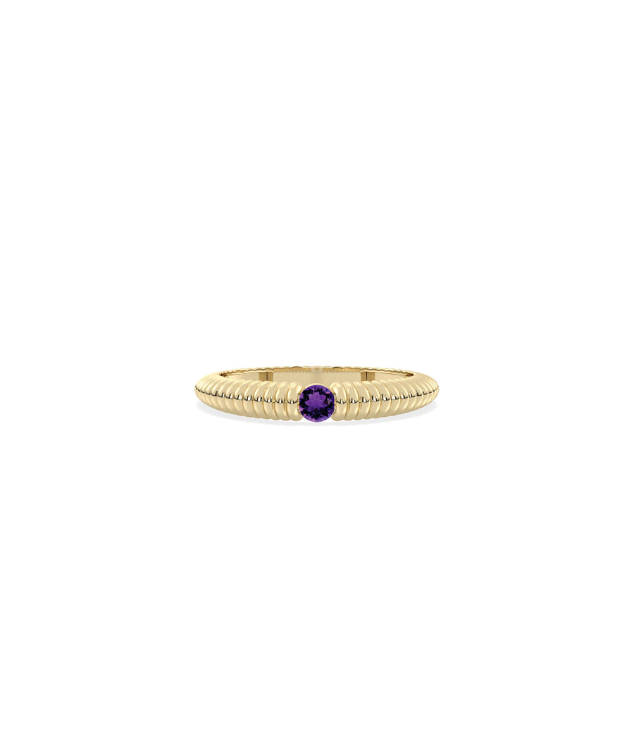 Yellow gold ring featuring an amethyst gemstone style JF11331