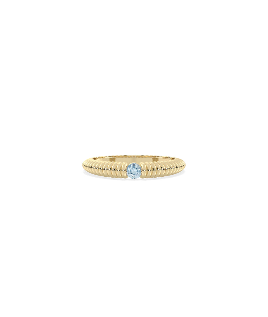 JF11331 yellow gold ring set with an aquamarine gemstone