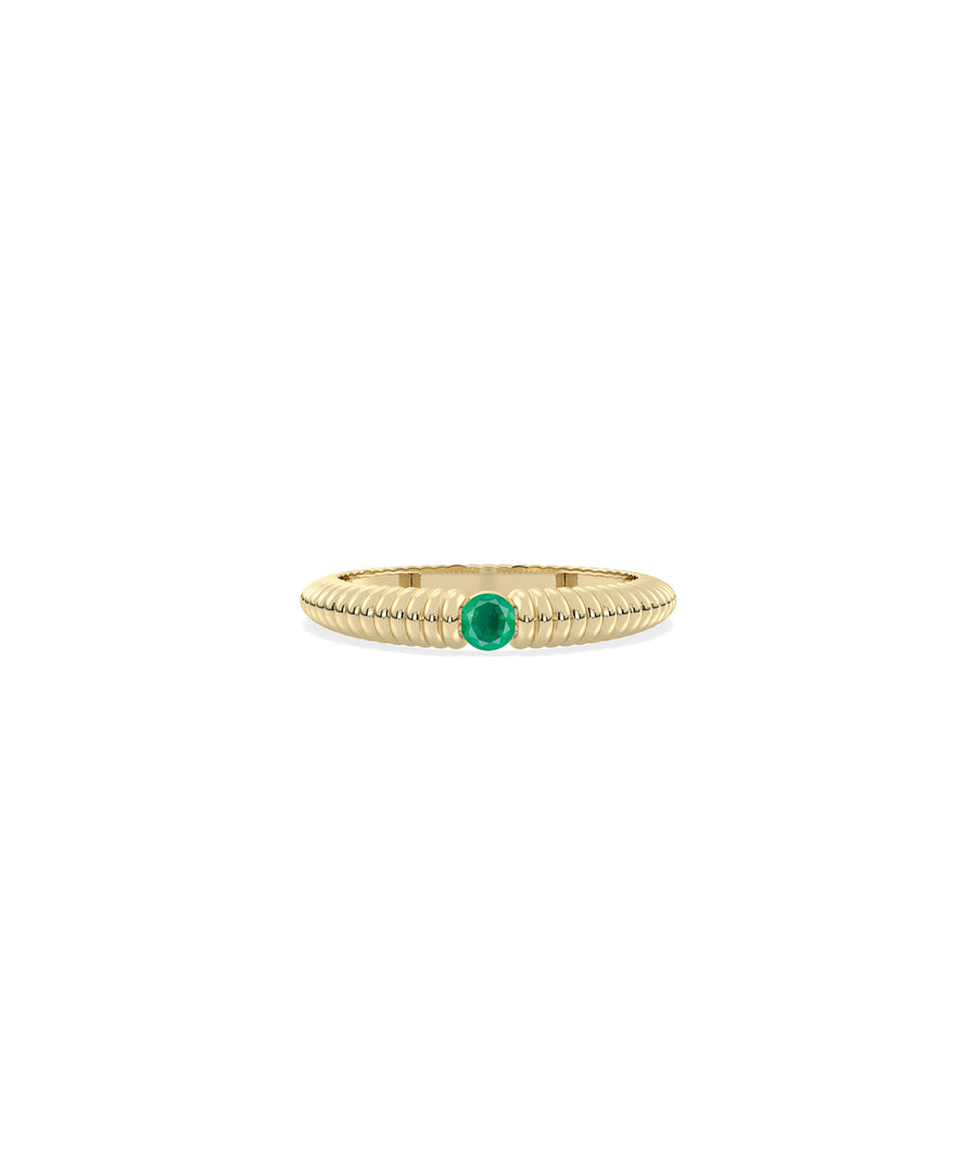 JF11331 yellow gold ring set with an emerald gemstone