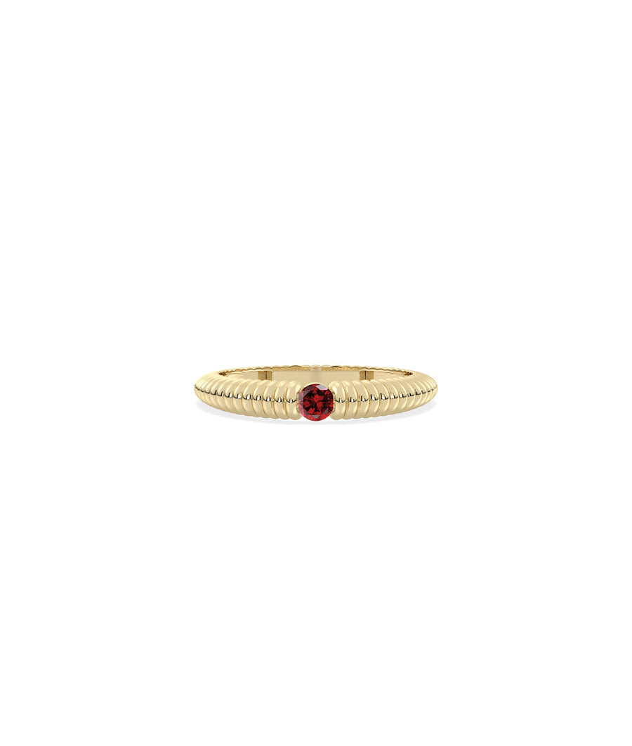 JF11331 yellow gold ring featuring a garnet gemstone