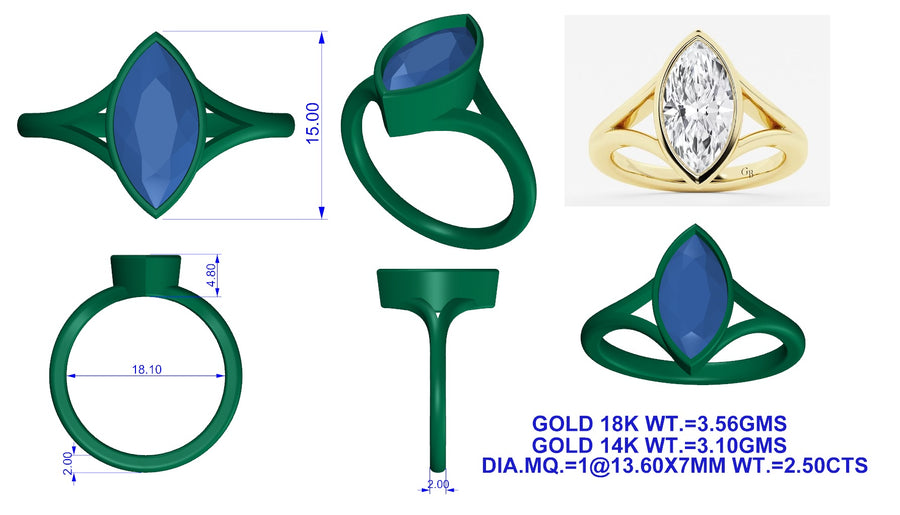 Bezel Marquise Lab Diamond Solitaire Ring media