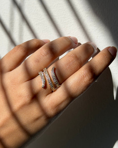 STERLING SILVER Coil Pave Lab Diamond Ring