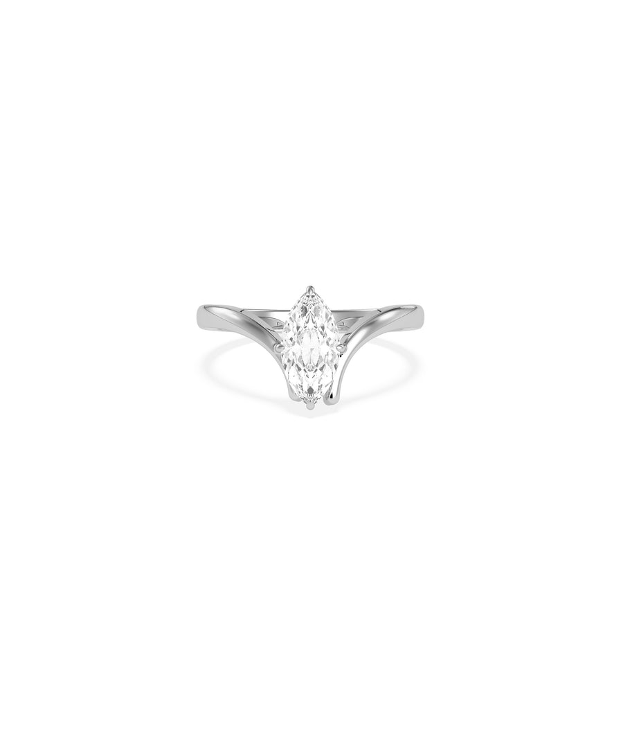 Chevron Marquise Lab Diamond Solitaire Ring media