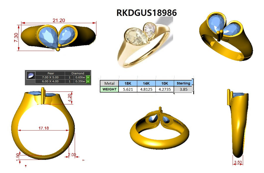 Bezel Pear Lab Diamond Heart Ring media