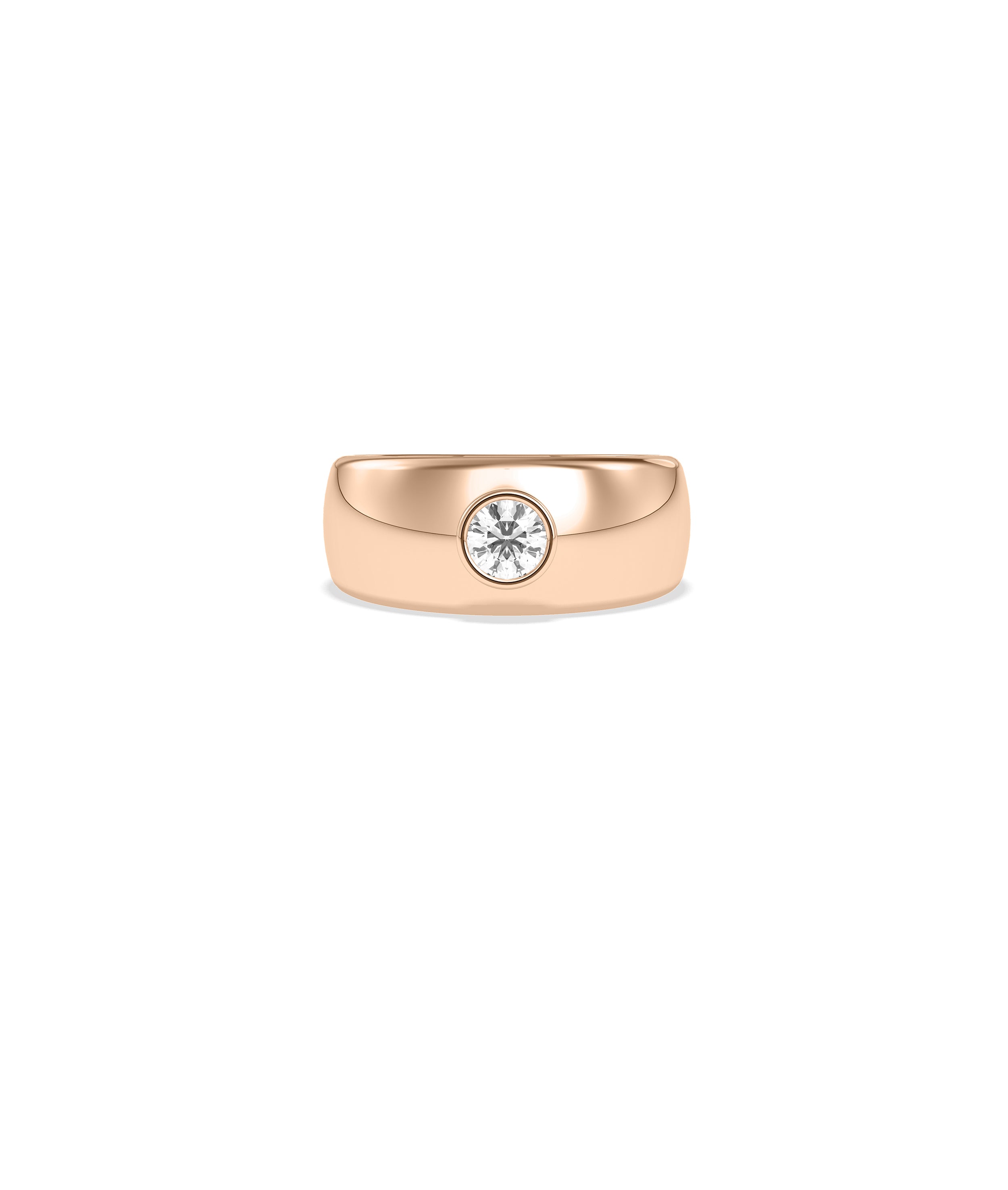 Round Bezel Solitaire Lab Diamond Band Ring media