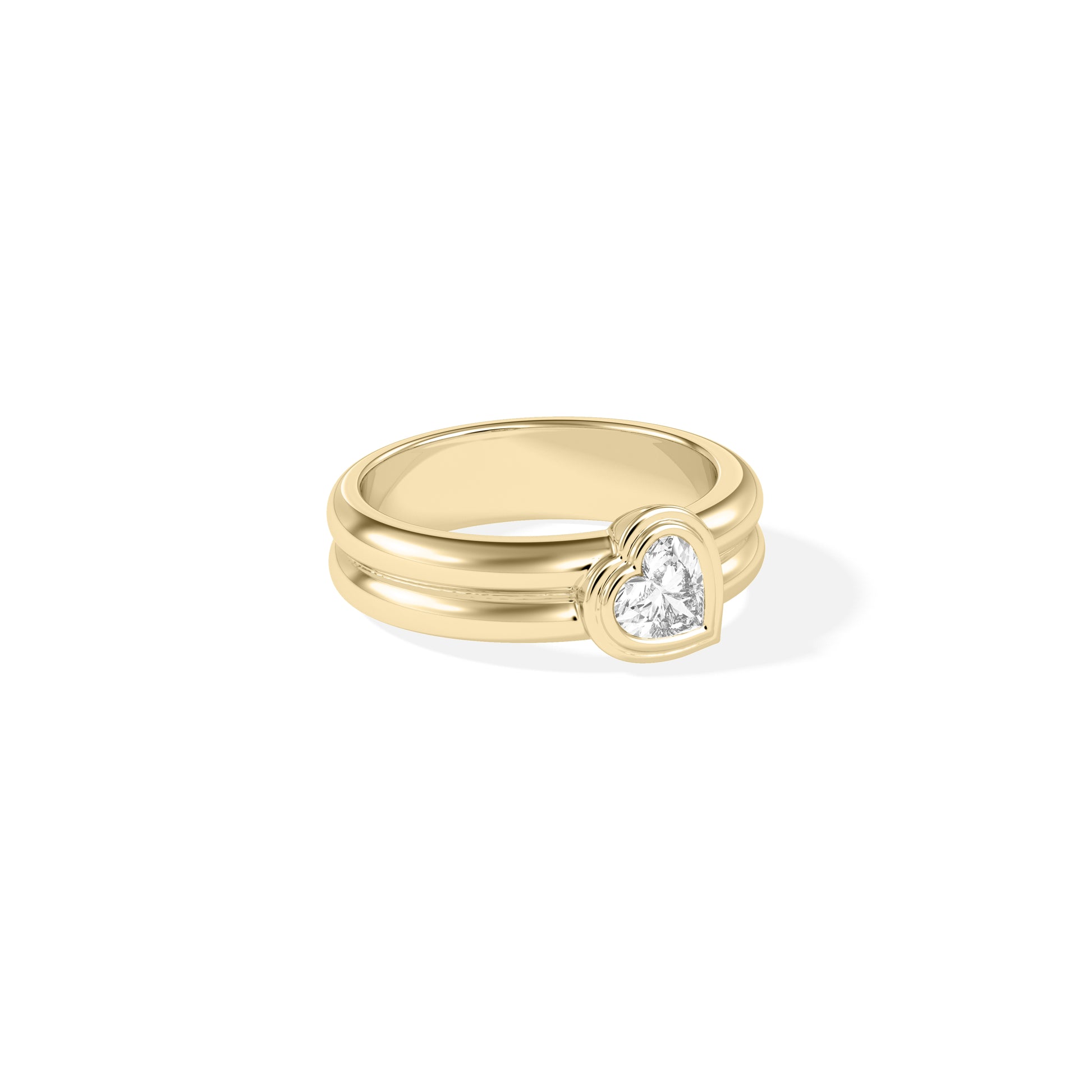 Bezel Set Heart Lab Diamond Solitaire Ring media