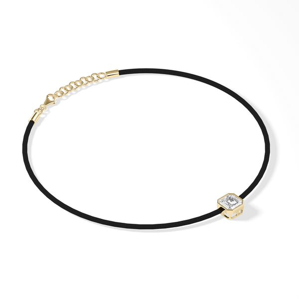 Bezel Solitaire Lab Diamond Cord Necklace media alternate view