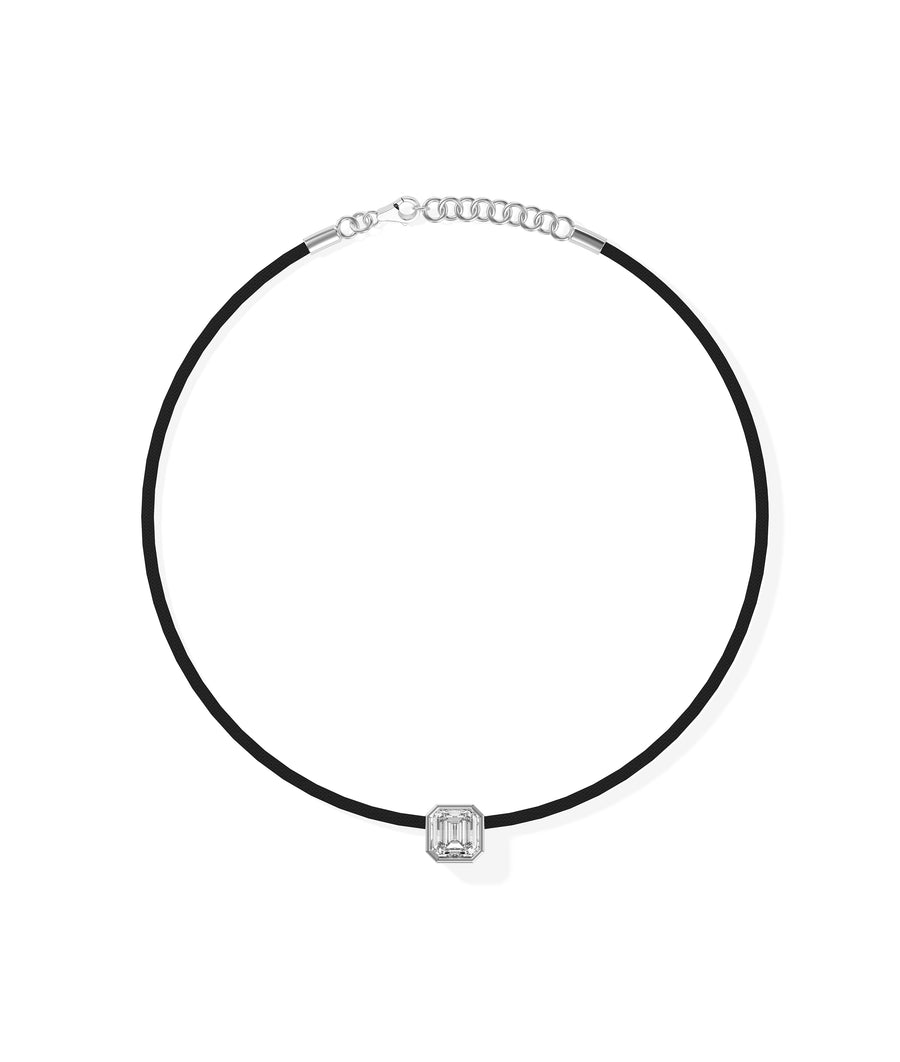 Bezel Solitaire Lab Diamond Cord Necklace media