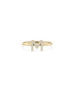 Lab diamond initial letter ring in 14K solid gold personalized
